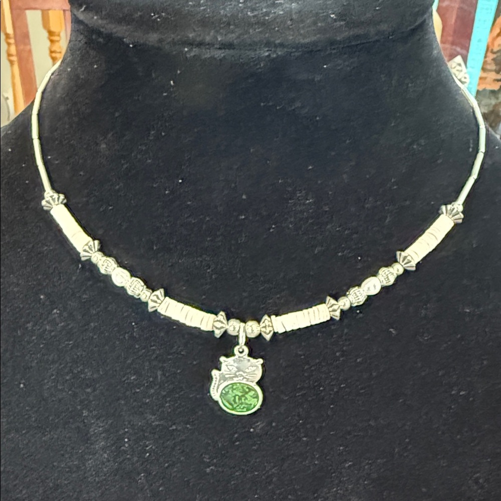 Silver Cat Charm Necklace